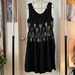 Trashy Diva Peacock Dress, Black and Greens, Size 14, Retro Style, Like New!